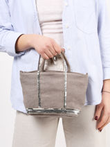Cross Body Tas Baby Cabas Linnen Vanessa bruno Grijs cabas lin 31V40410-vue-porte